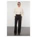 Trendyol Black Belt Detailed Wide Leg/Wide Leg Woven Fabric Trousers