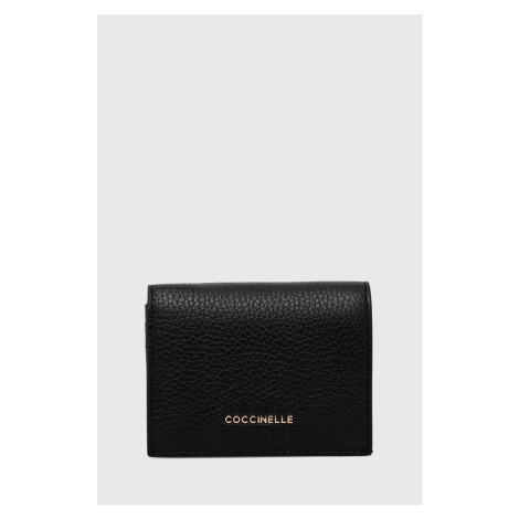 Kožená peňaženka Coccinelle dámska, čierna farba