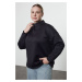 Trendyol Curve Navy Blue Stand-up Collar Wide Fit Plus Size Knitted Sweatshirt TBBSS24AO00000