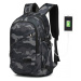 KONO unisex batoh s USB portom - camo - 20L