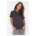 Trendyol Anthracite 100% Cotton Stone Detailed Regular/Normal Fit Crew Neck Knitted T-Shirt