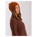 Light brown women's beanie with appliqué