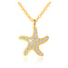 Náhrdelník zo žltého 9K zlata - ligotavá morská hviezdica, zirkóny, retiazka z plochých očiek