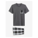 Sivé pánske kockované krátke pyžamo Celio Gipyshort2