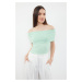 Trendyol Mint Carmen Collar Fitted Knitted Madonna Collar Blouse