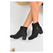 Fox Shoes Women's Black Thick Heeled Boots