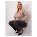 Beige women's plus size blouse with neckline