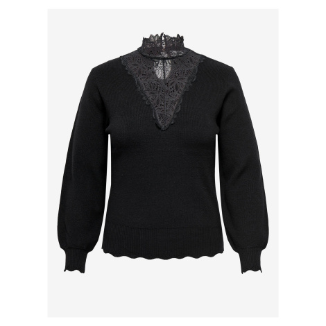 Čierny dámsky sveter s čipkou ONLY CARMAKOMA Rebecca