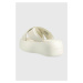 Kožené šľapky Calvin Klein BUBBLE SLIDE - PAT dámske, biela farba, na platforme, HW0HW01469