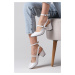 Mio Gusto Inessa Women's White Open Back Heeled Shoes