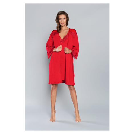 Samaria bathrobe with 3/4 sleeves - red Italian Fashion
