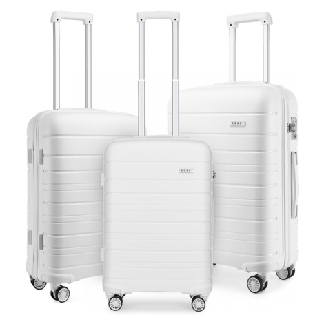 Sada troch cestovných kufrov Kono Elegant - biela 50 L / 77 L / 110 L