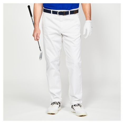 Pánske bavlnené golfové nohavice MW500 biele INESIS