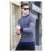 Madmext Navy Blue Diamond Patterned Sweater 5190