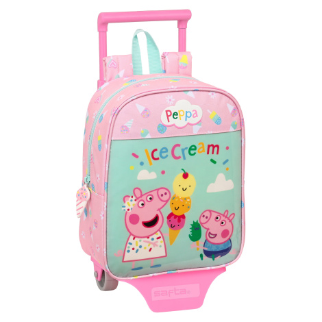 Safta detský batoh na kolieskach Peppa Pig "Ice Cream" - 6L - ružový