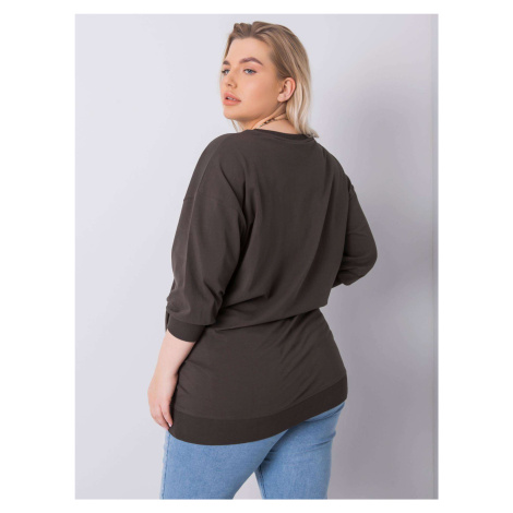 Dark khaki blouse plus size with Messina patch