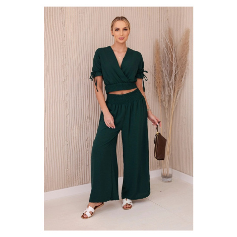 Women's blouse + trousers set - dark green