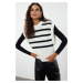 Trendyol Ecru Soft Texture Striped Crew Neck Knit Sweater