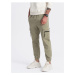 Kaki pánske cargo jogger nohavice Ombre Clothing