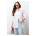 Trendyol Pink Striped Roll-Up Sleeve Detailed Oversize/Wide Fit Woven Shirt