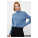 Trendyol Indigo Button Detailed Knitwear Sweater