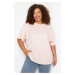 Trendyol Curve Light Pink 100% Cotton Back Printed Wide Comfort Fit Crew Neck Knitted T-Shirt