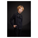 DEFACTO Oversized Polo Collar Black Basic Long Sleeve Shirt