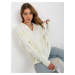Ecru smooth oversize sweater with collar