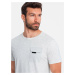 Ombre Men's cotton t-shirt with letter print and pocket - white-gray