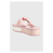 Žabky Tommy Jeans WEBBING MID BEACH SNDL NW STRP dámske, ružová farba, na platforme, EN0EN02114