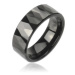 Tungstenový prsteň so vzorom brúsených čiernych kosoštvorcov - Veľkosť: 72 mm
