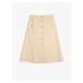 Koton Flared Midi Skirt With Button Detailed Linen Blend