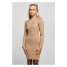 Women's dress with crossed ribbed knit unionbeige