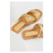 Kožené šľapky Answear Lab Dámske, zlatá farba