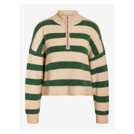 Beige-Green Women's Striped Sweater Noisy May New Alice - Women