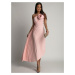 Women's elegant pleated dress Fasardi - powder pink