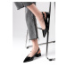 Mio Gusto Kathy Black Patent Leather Women's Short Heeled Shoes with Side Bows and Open Back.