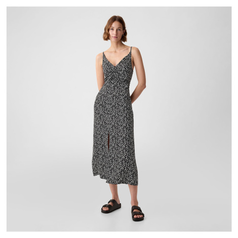 GAP Strappy Back Maxi Slip Dress Black Ditsy Floral