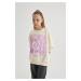 DEFACTO Girl&#39;s Relax Fit Crew Neck Printed Sweatshirt