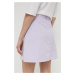 Rifľová sukňa Love Moschino fialová farba, mini, puzdrová