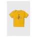 Detské bavlnené tričko adidas žltá farba, s potlačou