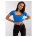 MODRÝ DÁMSKY CROP TOP S KRÁTKYMI RUKÁVMI RV-TS-7538.12P-BLUE