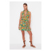Trendyol Ovocné vzorované mini-tkané plážové šaty s výstrihom, 100% bavlna