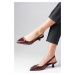 Mio Gusto Milena Burgundy Color Patent Leather Metal Buckle Accessory Mini Heel Women's Shoes