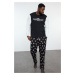 Trendyol Men's Black Regular Fit Printed Knitted Plus Size 100% Cotton Pajama Set