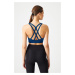 LOS OJOS Navy Blue Supported Back Detailed Covered Sports Bra