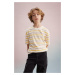 DEFACTO Boy Oversize Fit Crew Neck Striped Short Sleeve T-Shirt