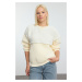 Trendyol Ecru Plush Stitching Detailed Oversized/Wide Fit Thick Knitted Sweatshirt