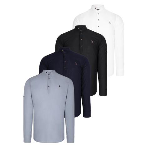 SET OF FOUR G783 DEWBERRY JUDGE COLLAR SHIRT-BLACK-WHITE-NAVY-GREY