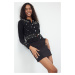 Trendyol Black Crop Soft Textured Pearl Detailed Knitwear Cardigan